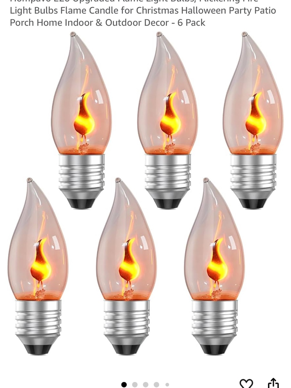 Flame Effect LED flickering Bulbs - Amber Flame (6-Pack) see video